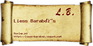Liess Barabás névjegykártya